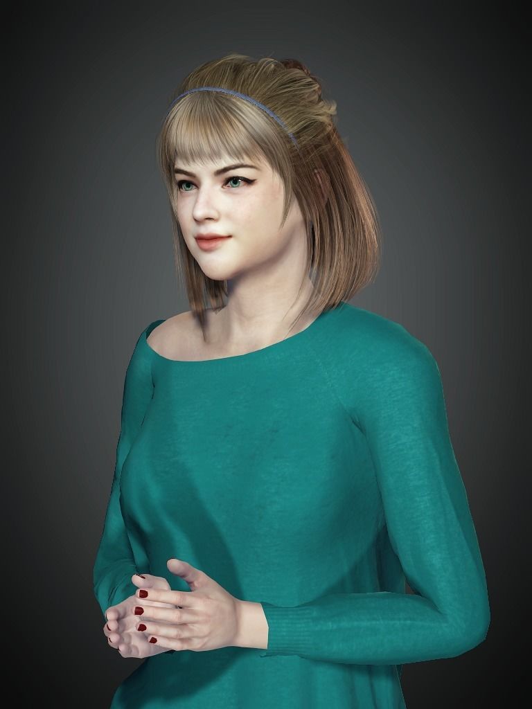 AAA Realistic Female Character 08 Low-poly 3D model_6