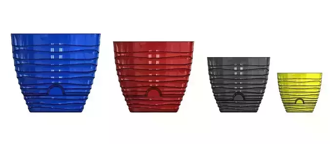 flowerpot two plastic bowls on wooden table