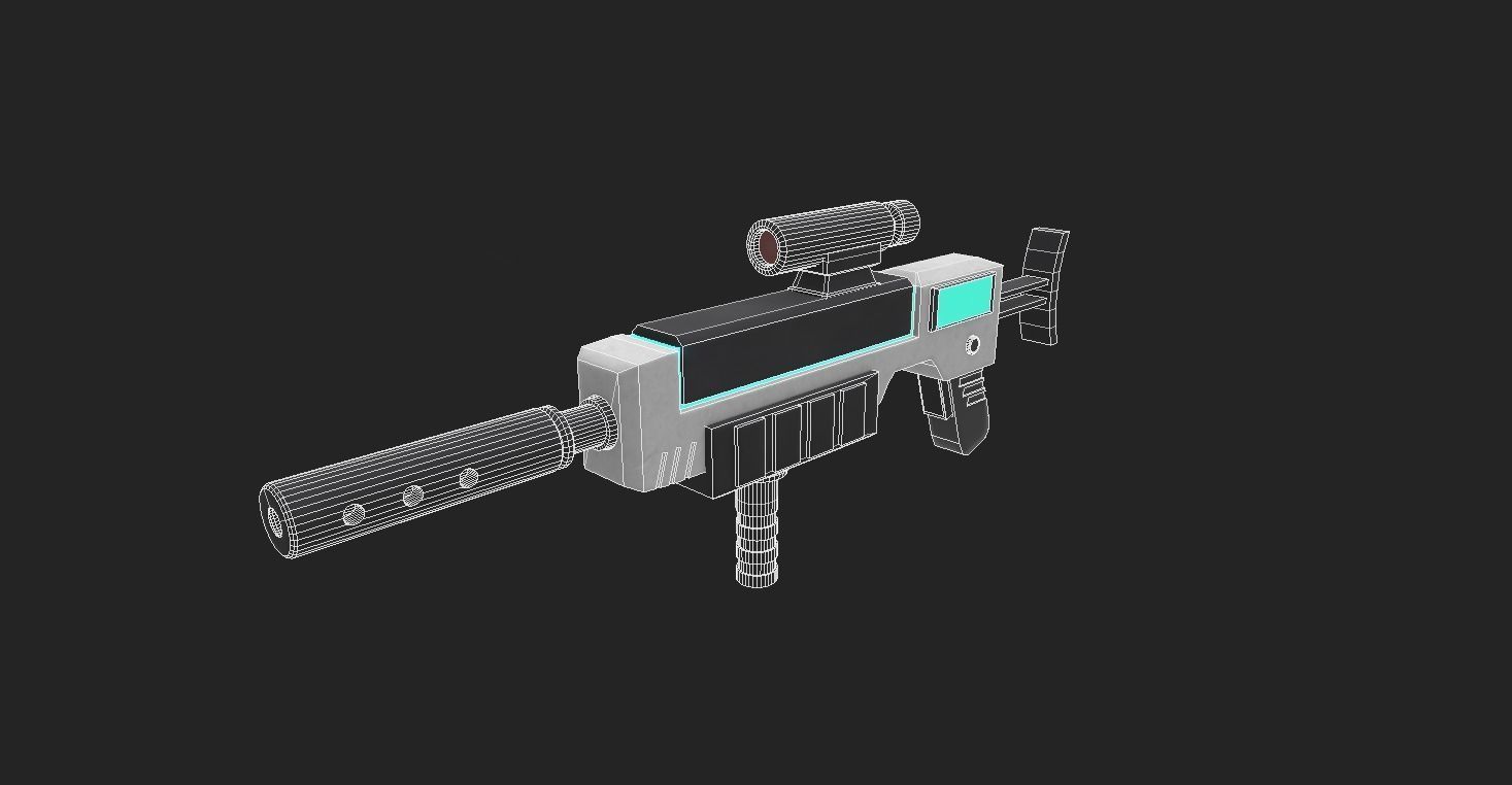 Stylized plasma gun Low-poly 3D model_8