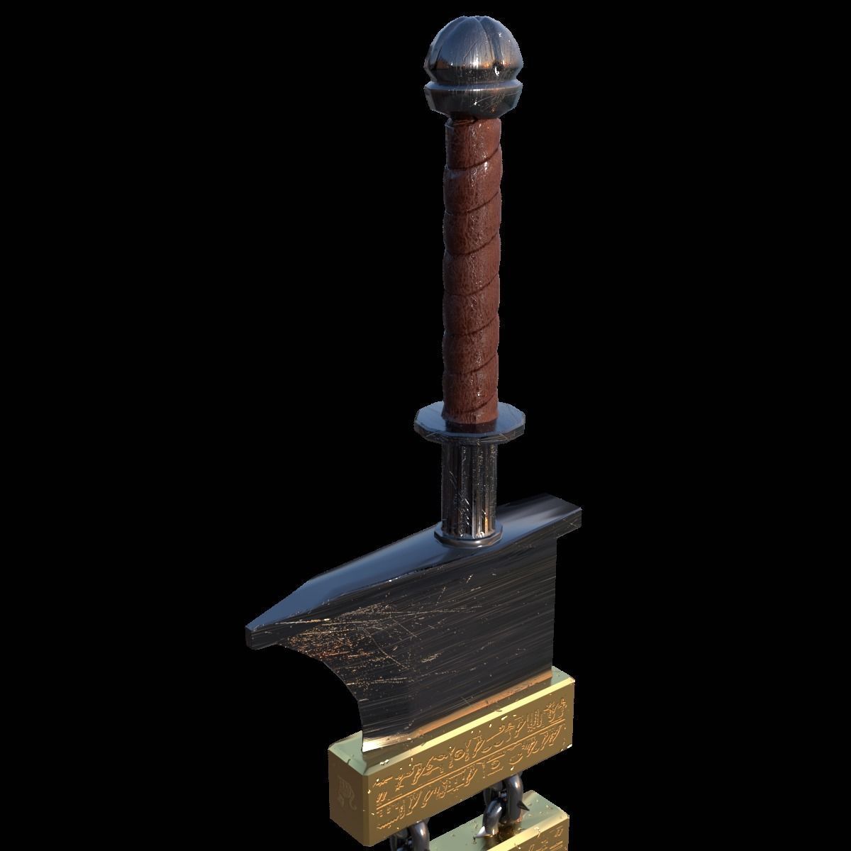 Giant two handed sword  Free low-poly 3D model_3