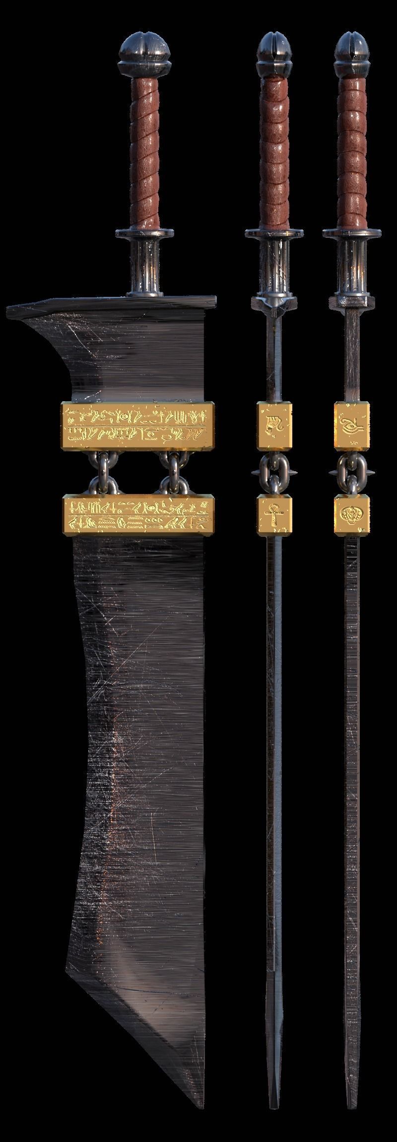 Giant two handed sword  Free low-poly 3D model_1