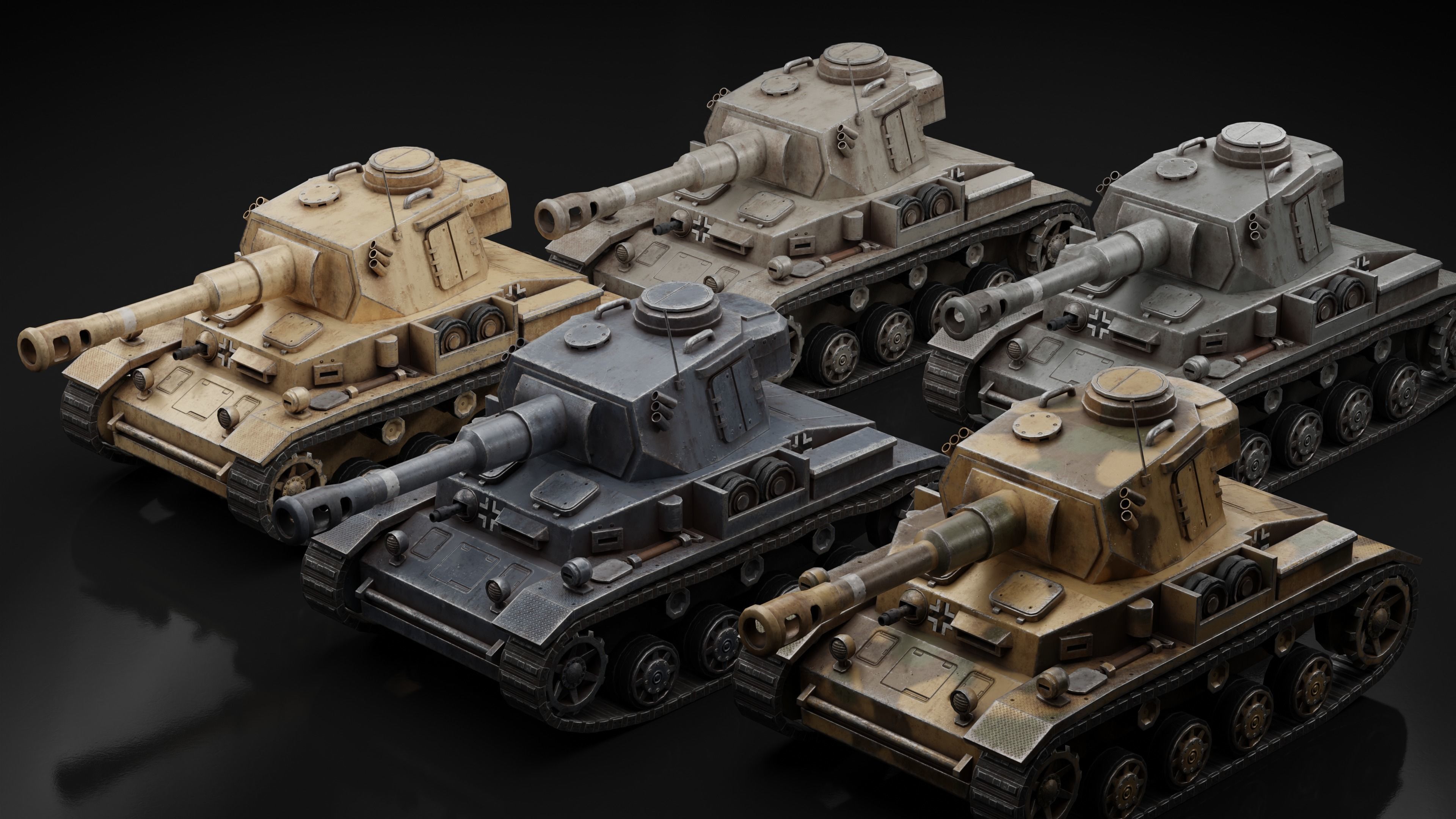 Mini Panzer 4 Tank Low-poly 3D model_4