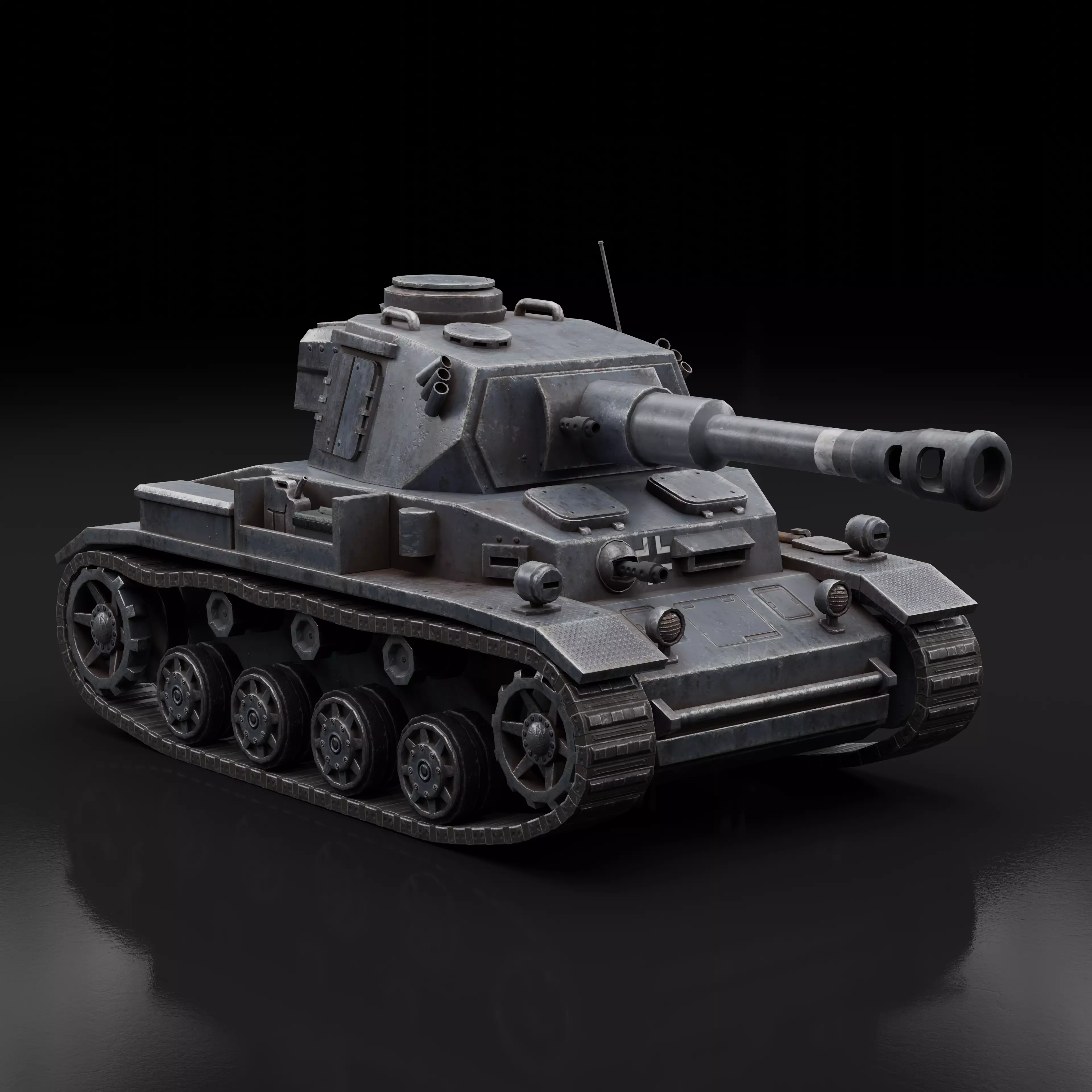 Mini Panzer 4 Tank Low-poly 3D model_0