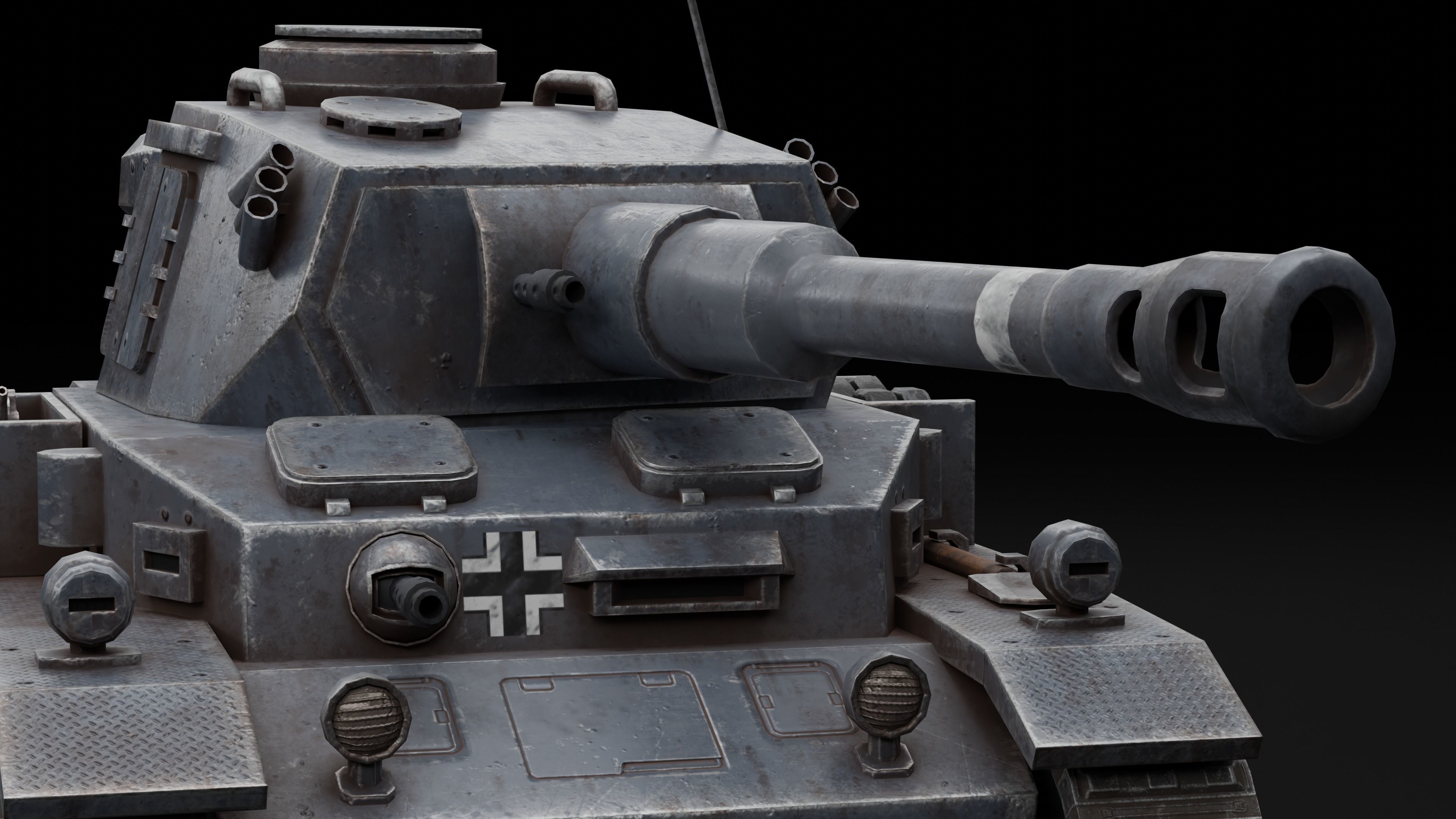Mini Panzer 4 Tank Low-poly 3D model_3
