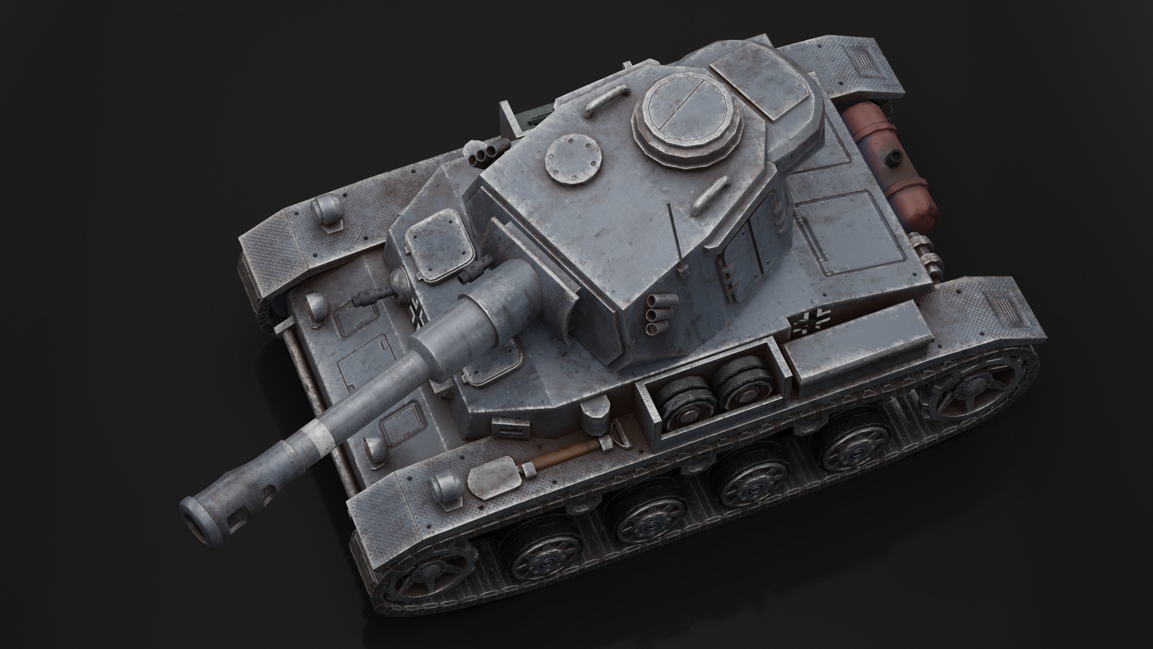 Mini Panzer 4 Tank Low-poly 3D model_2