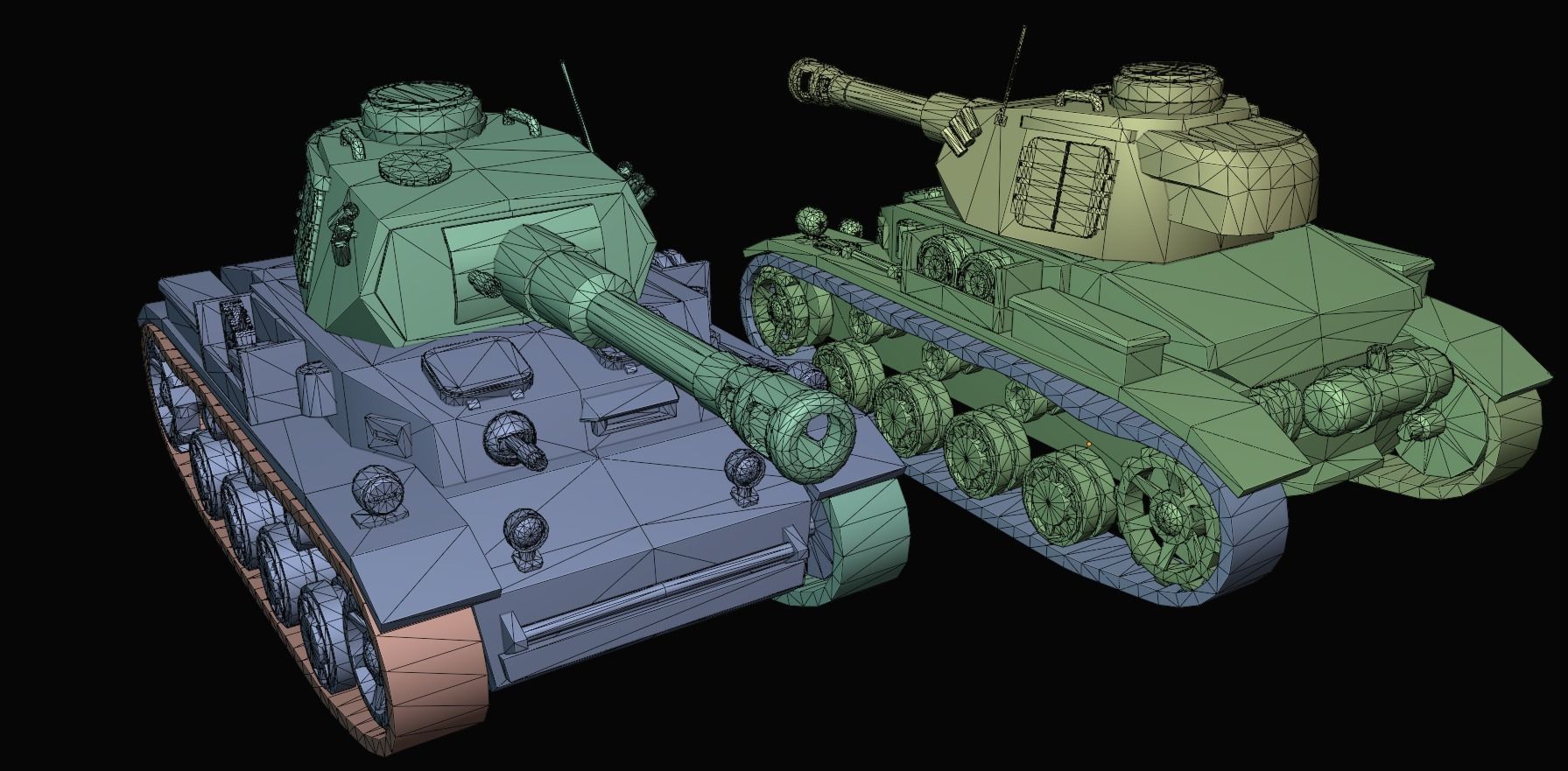 Mini Panzer 4 Tank Low-poly 3D model_5