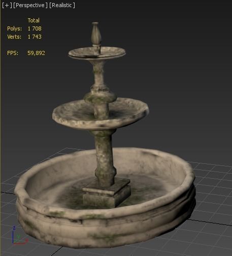 old fountain Low-poly 3D model_4