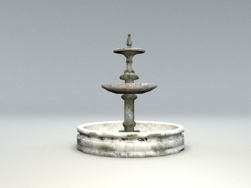 old fountain Low-poly 3D model_1