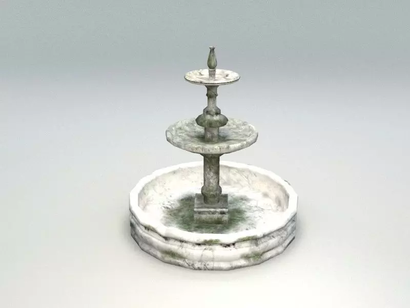 old fountain Low-poly 3D model_0