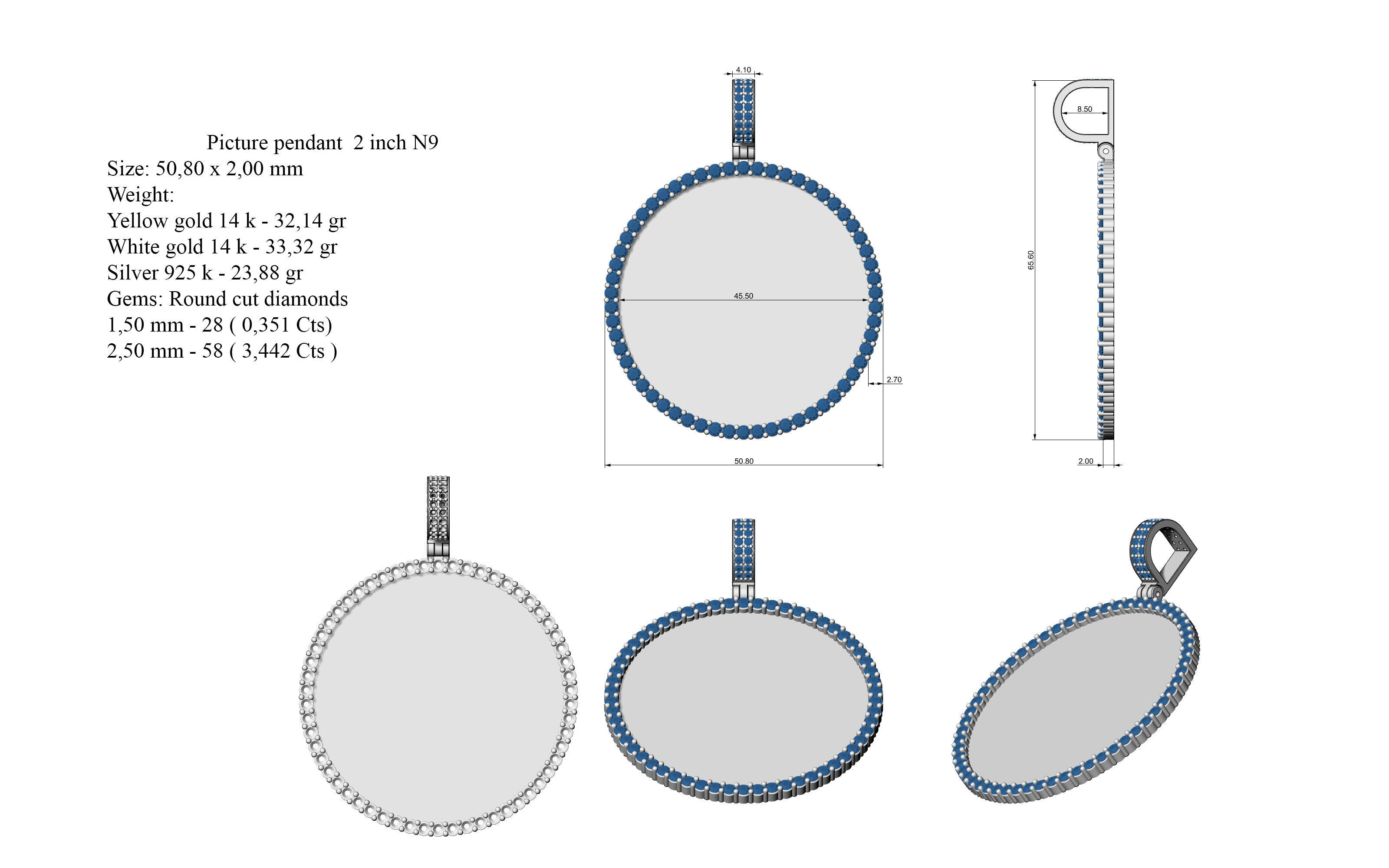 Picture pendant 1-2 inch N9 3D print model_11