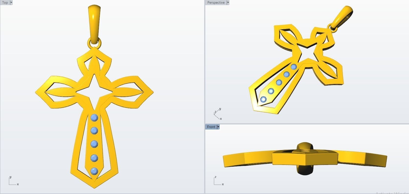 JESUS CROSS DIAMOND PENDANT 3D print model_13