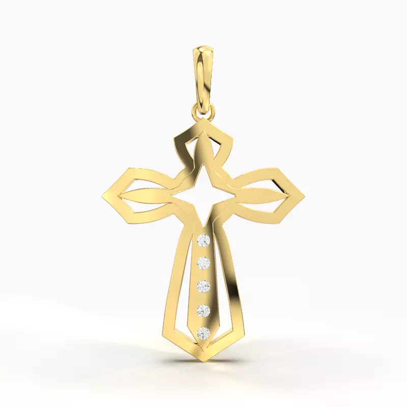 JESUS CROSS DIAMOND PENDANT 3D print model_0