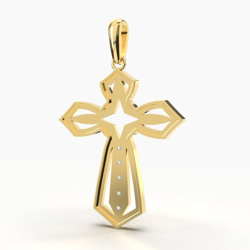 JESUS CROSS DIAMOND PENDANT 3D print model_1
