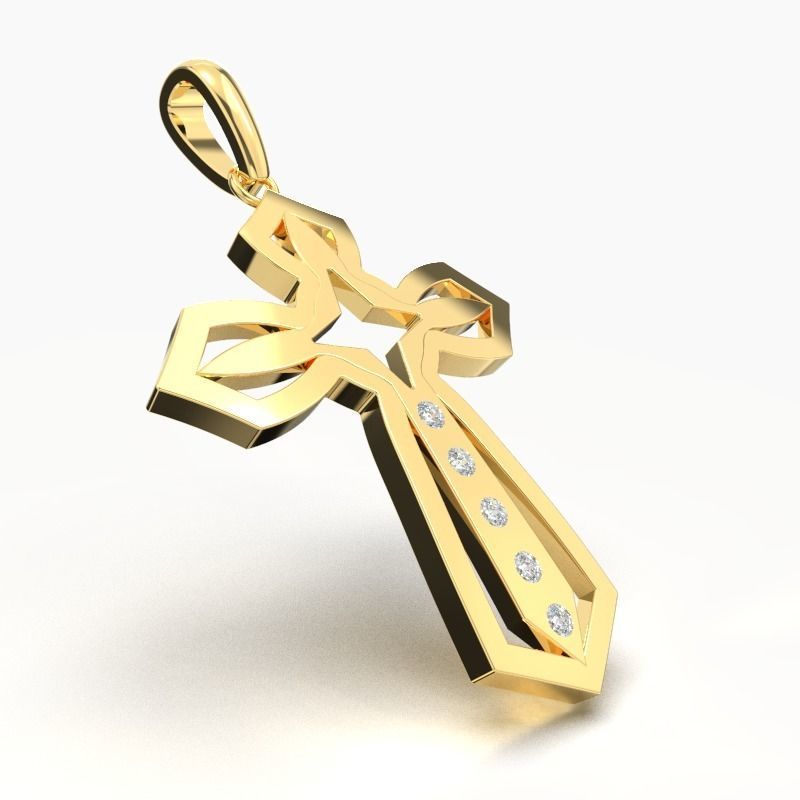 JESUS CROSS DIAMOND PENDANT 3D print model_2