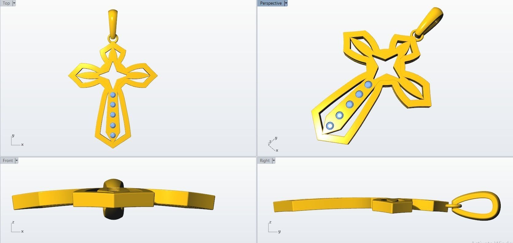 JESUS CROSS DIAMOND PENDANT 3D print model_15