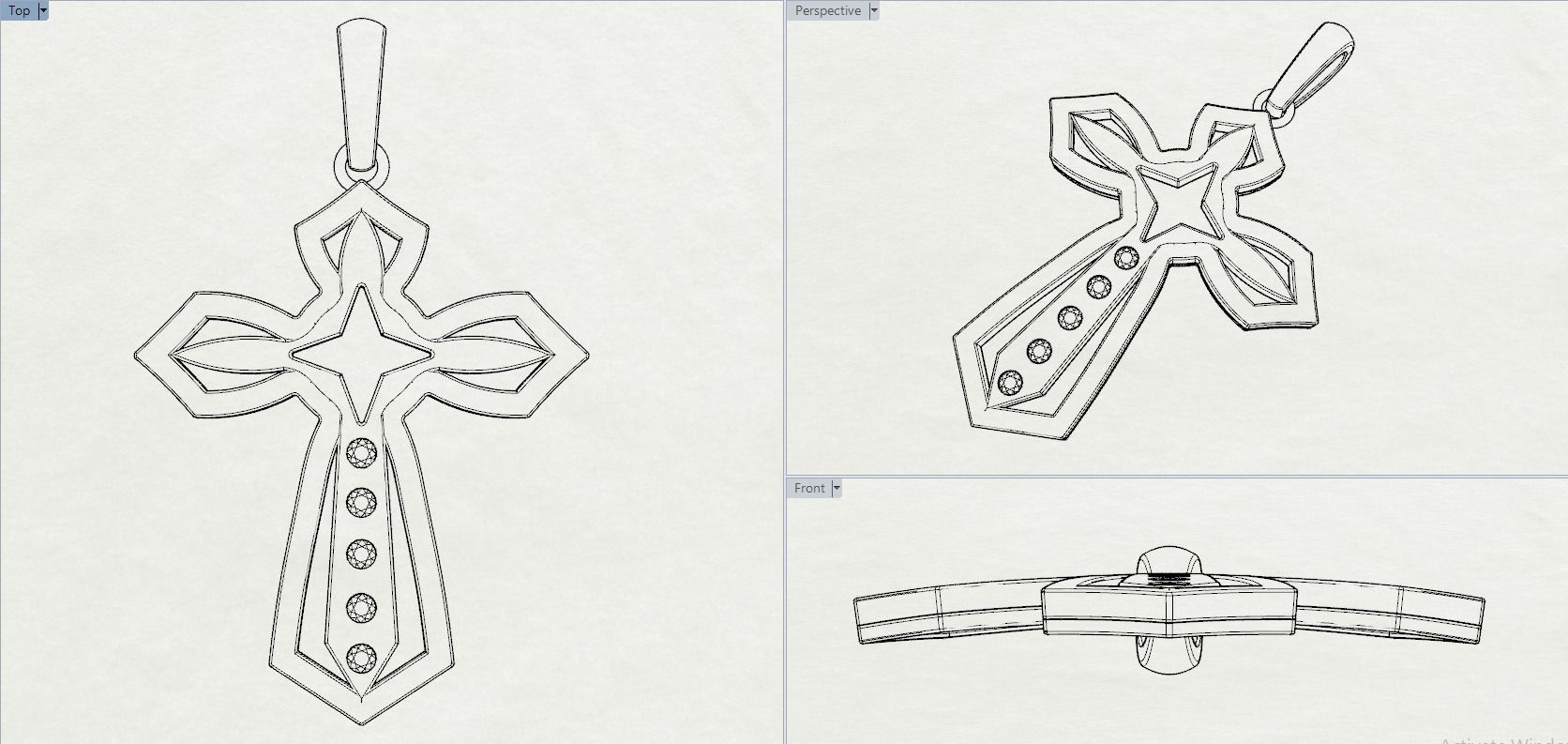 JESUS CROSS DIAMOND PENDANT 3D print model_12