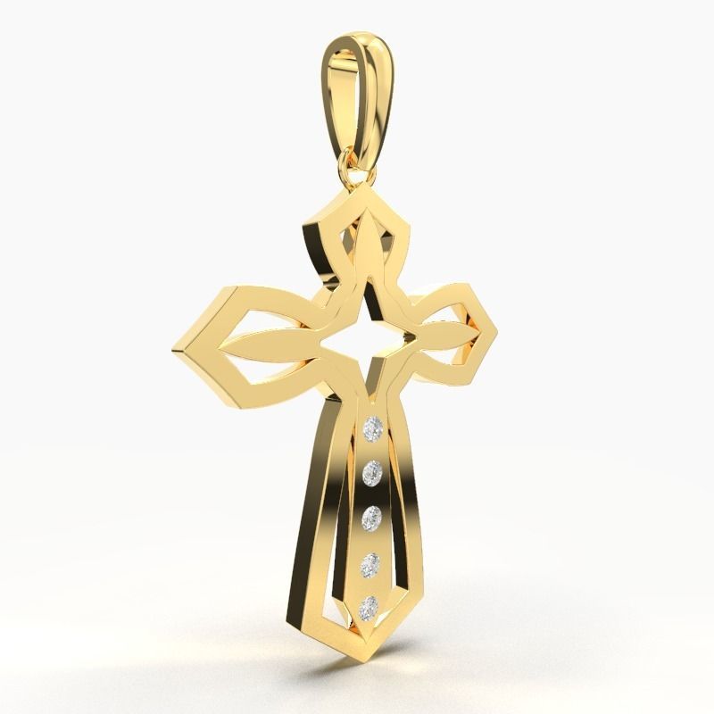 JESUS CROSS DIAMOND PENDANT 3D print model_3