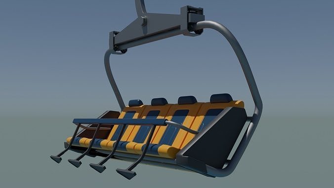 Armchair for ski lift for four seats 3D model