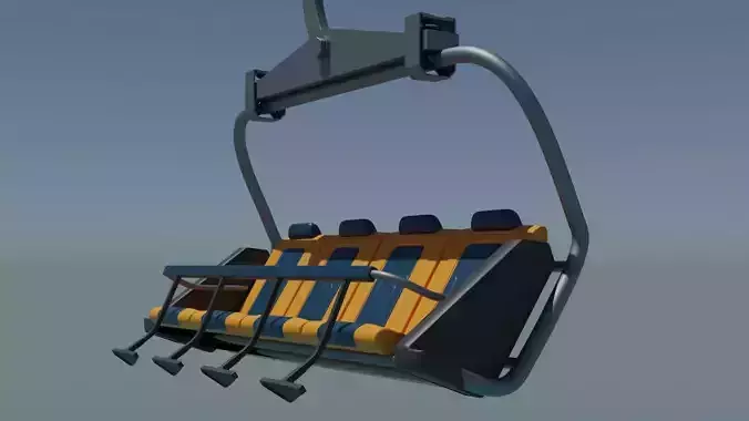 Armchair for ski lift for four seats 3D model