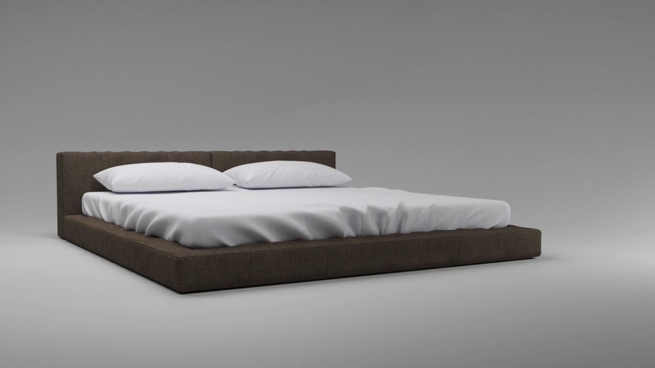 Large bed in a modern style with a blanket and pillows Free 3D model_6