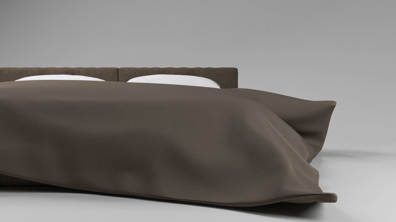 Large bed in a modern style with a blanket and pillows Free 3D model_4