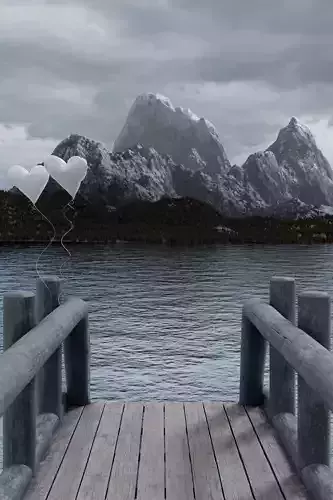 Mountain and river scene 