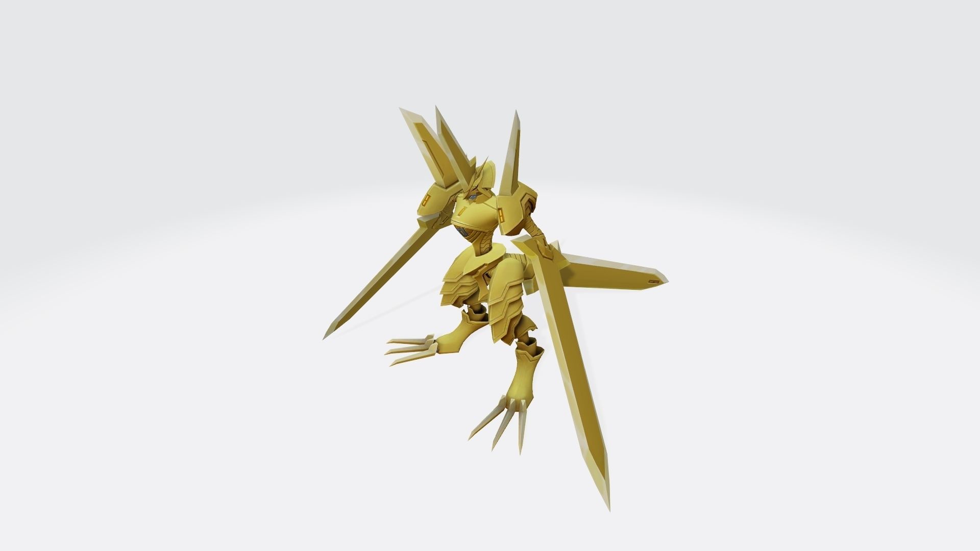 Duramon golden robot with two wings 3D print model_4
