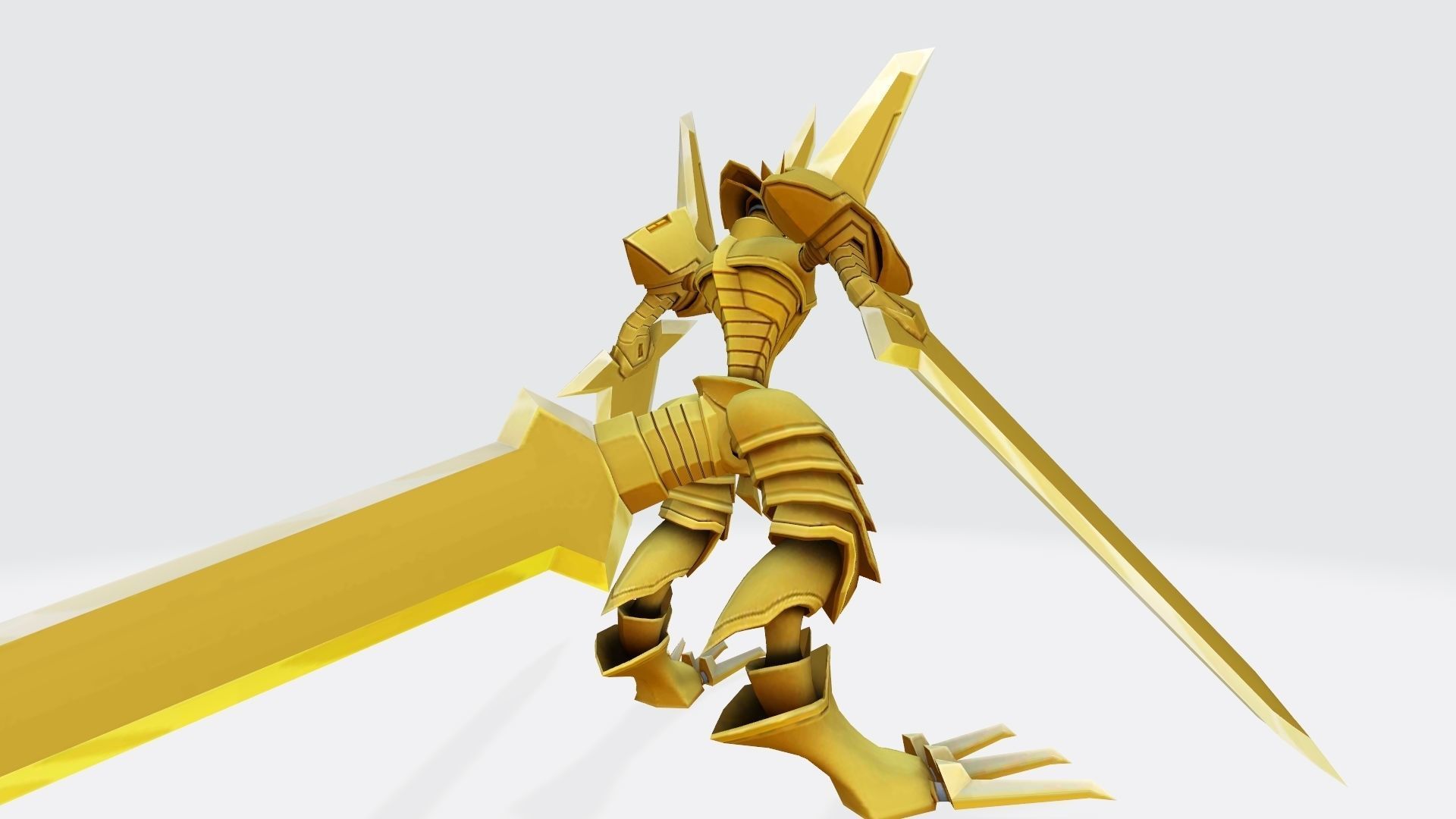 Duramon golden robot with two wings 3D print model_3