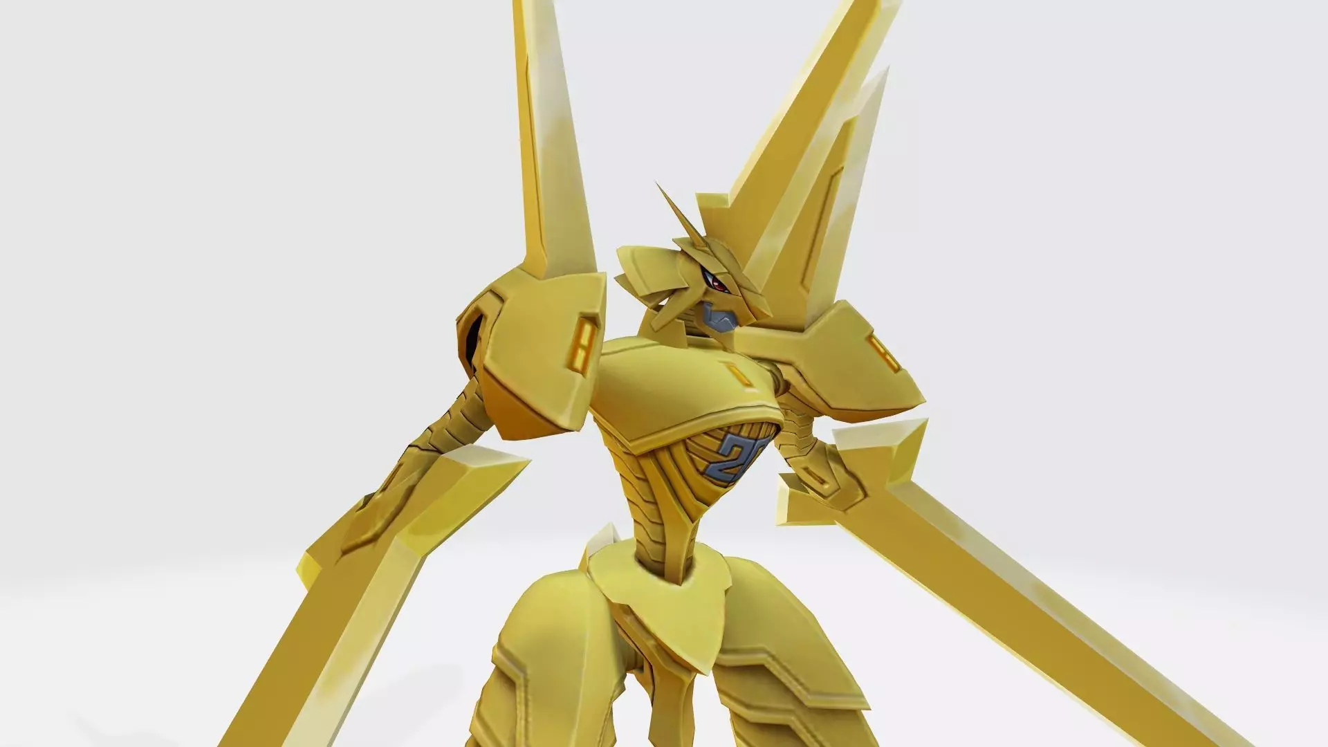 Duramon golden robot with two wings 3D print model_0