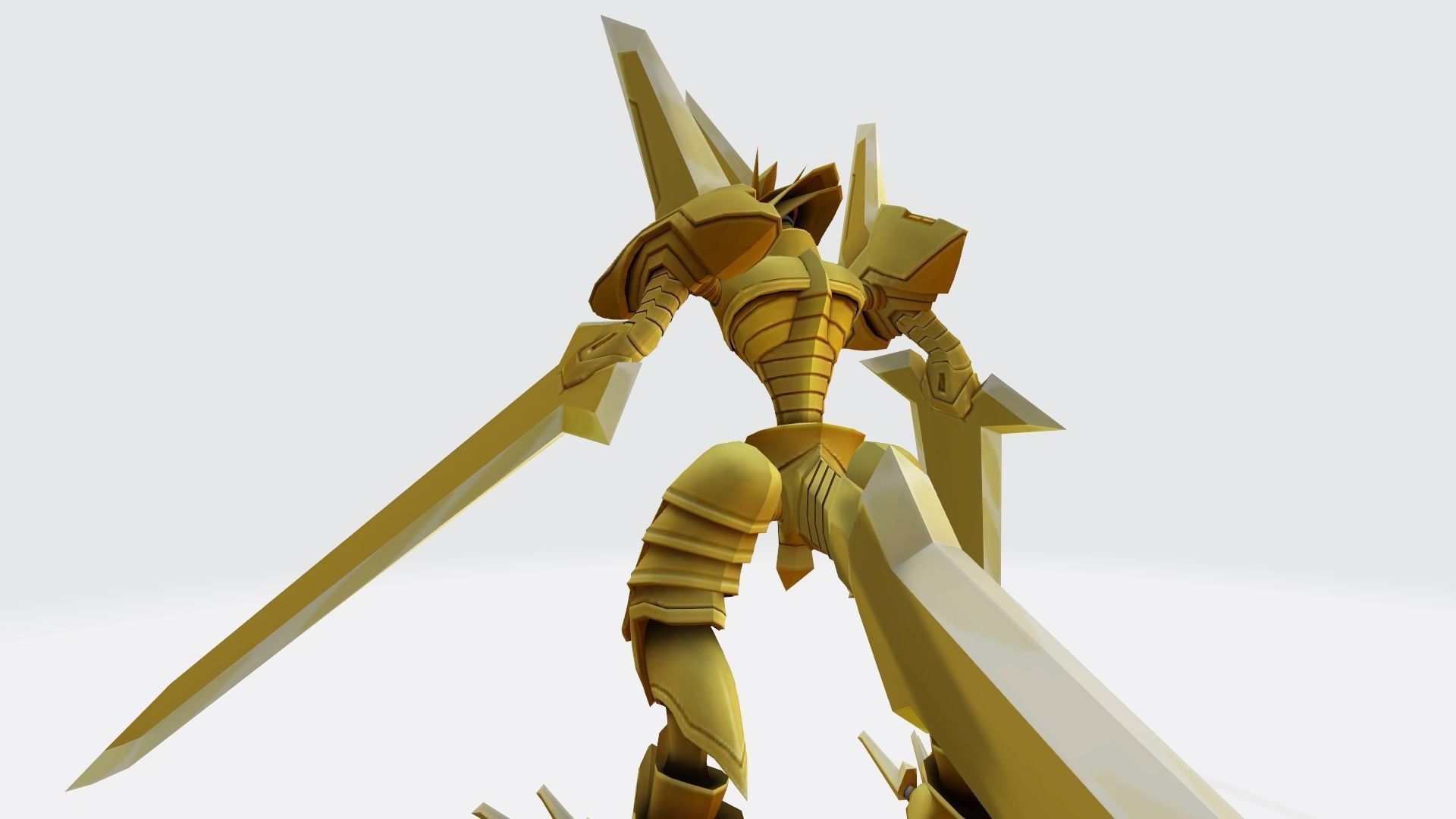 Duramon golden robot with two wings 3D print model_2