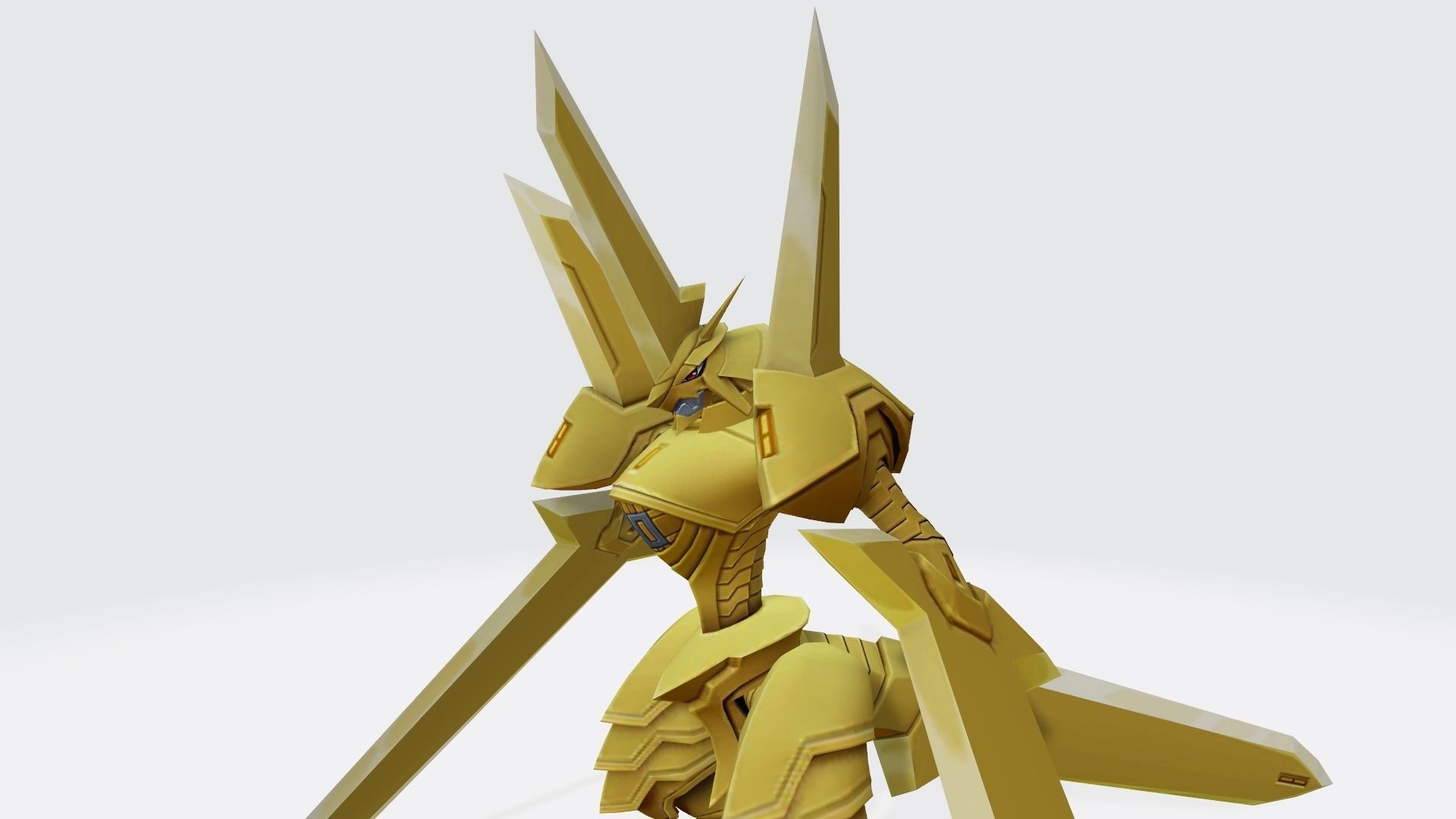 Duramon golden robot with two wings 3D print model_1