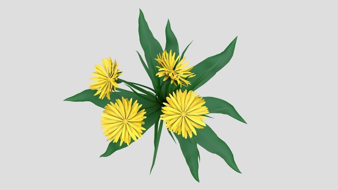 Dandelion Yellow Low-poly 3D model_3