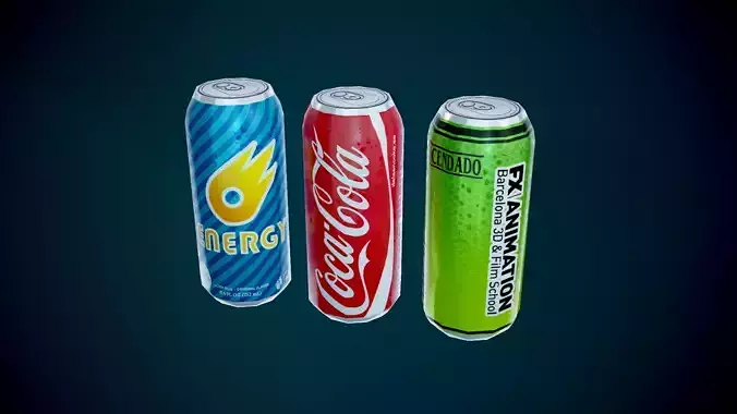 Lowpoly Cans coca cola bottle caps