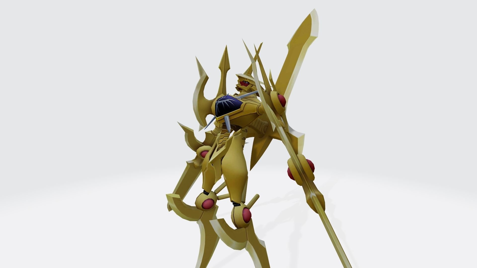 Durandamon golden sword wielding character 3D print model_1