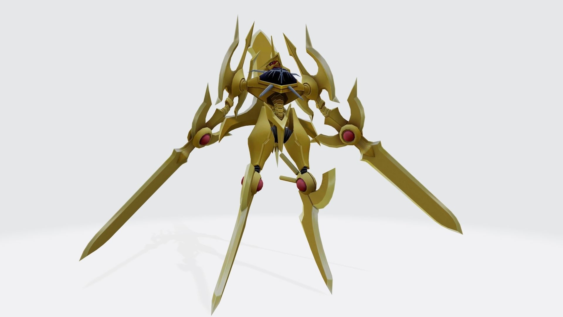 Durandamon golden sword wielding character 3D print model_4