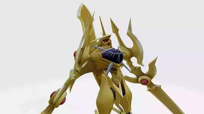 Durandamon golden sword wielding character 3D print model
