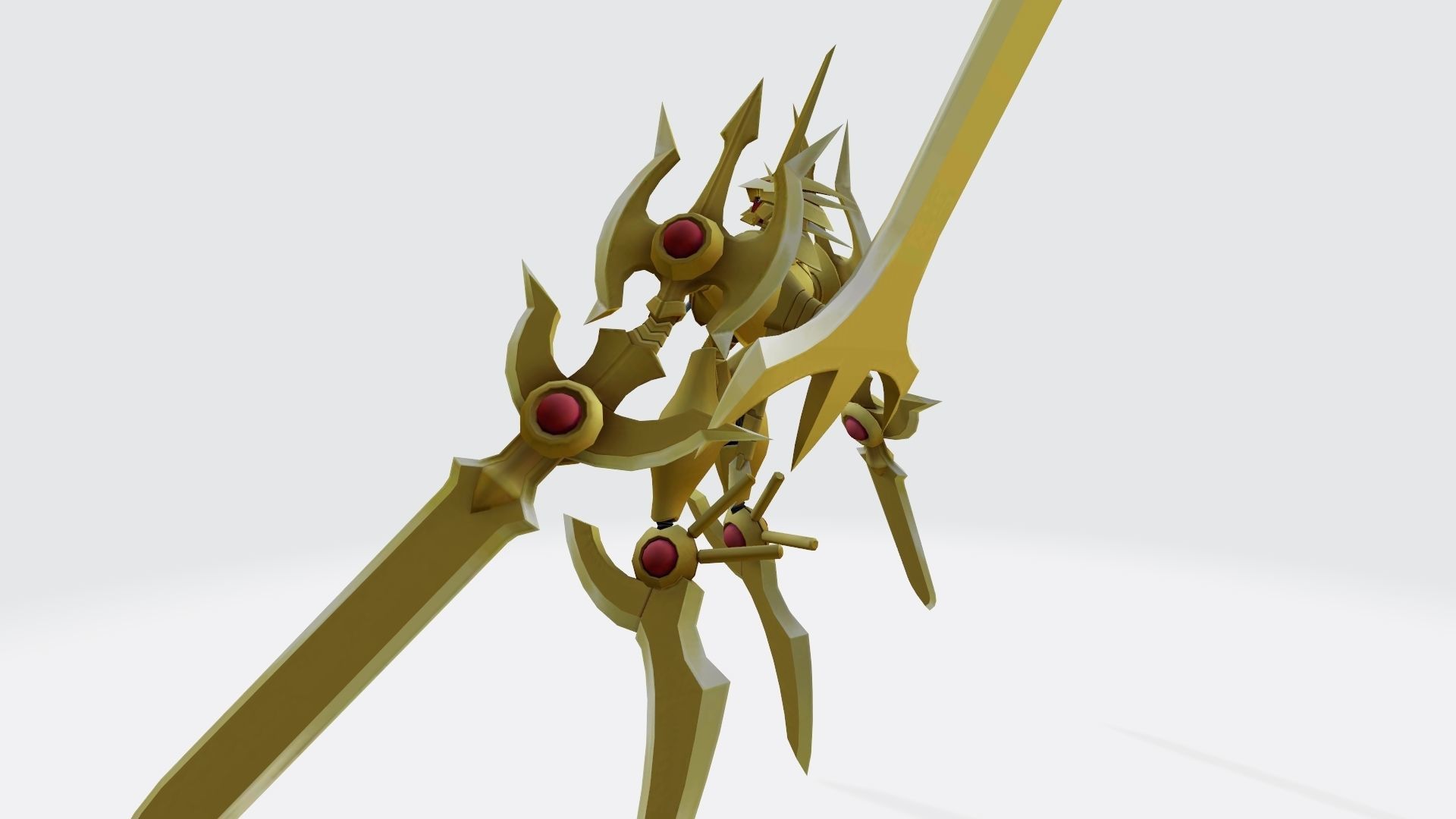 Durandamon golden sword wielding character 3D print model_2