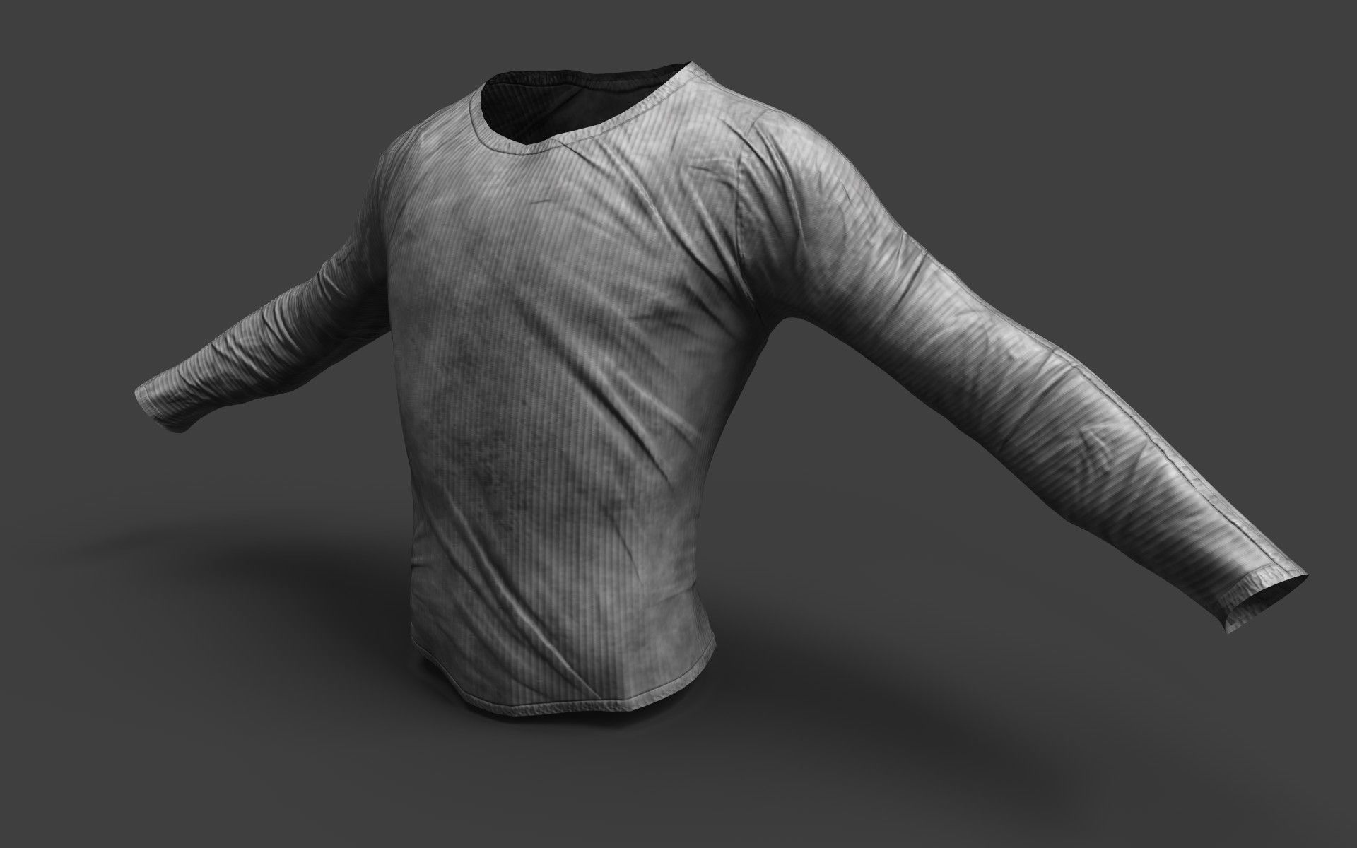 Dirty Long Sleeved T-Shirt Low-poly 3D model_3