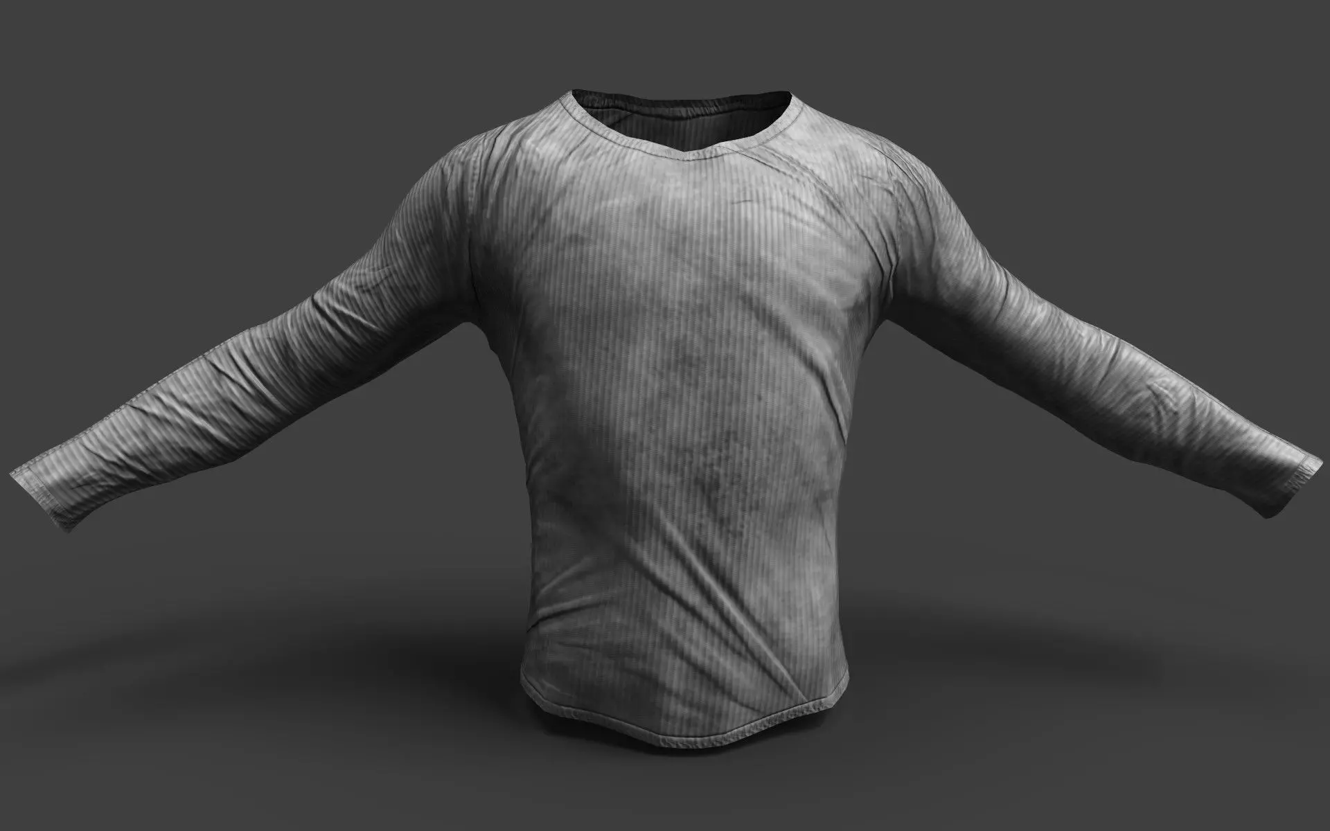 Dirty Long Sleeved T-Shirt Low-poly 3D model_0