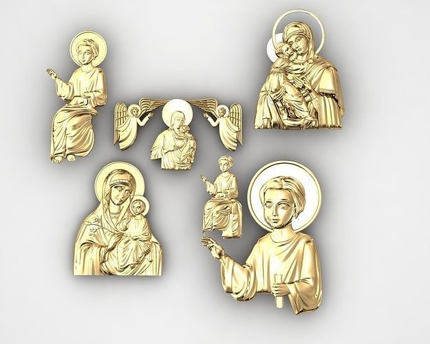 icons nativity set in gold 3D print model