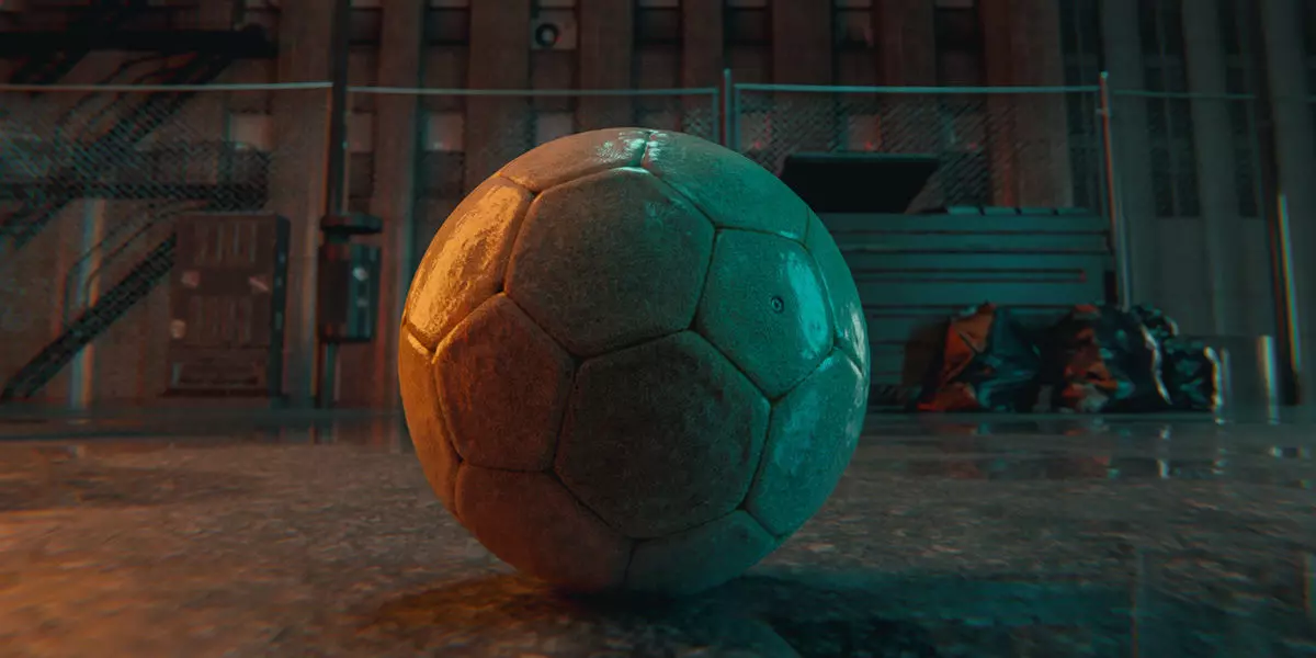 Photorealistic Old Soccer Ball Low-poly 3D model_0
