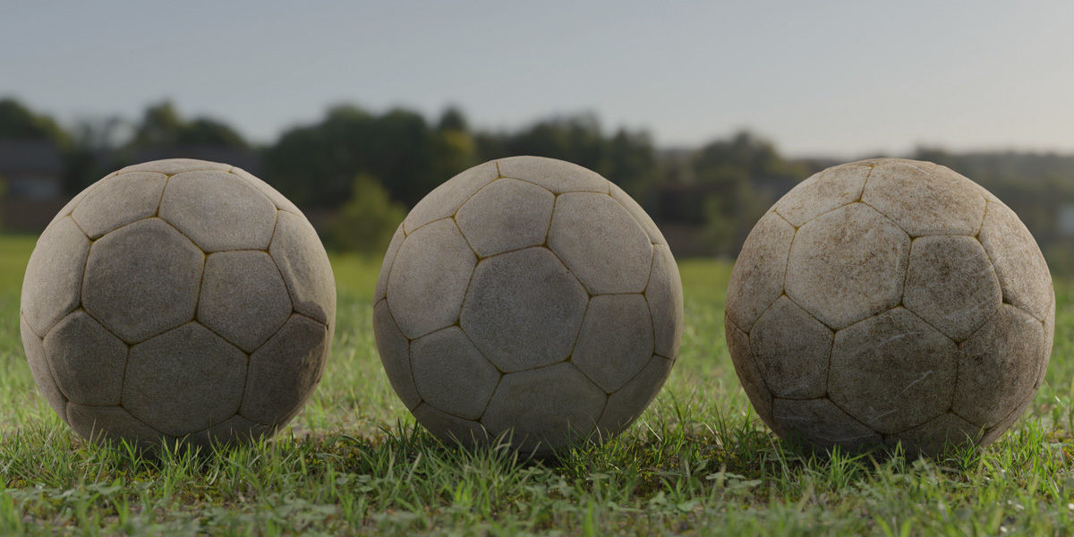 Photorealistic Old Soccer Ball Low-poly 3D model_1