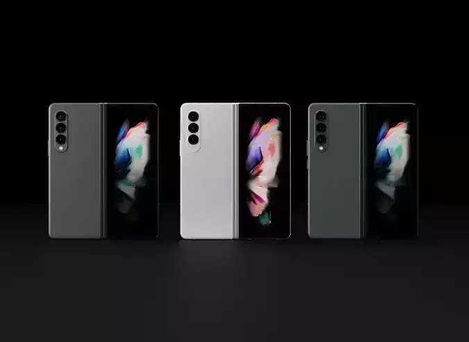 Samsung Galaxy Z Fold 3 in all Official Colors Low-poly 3D model