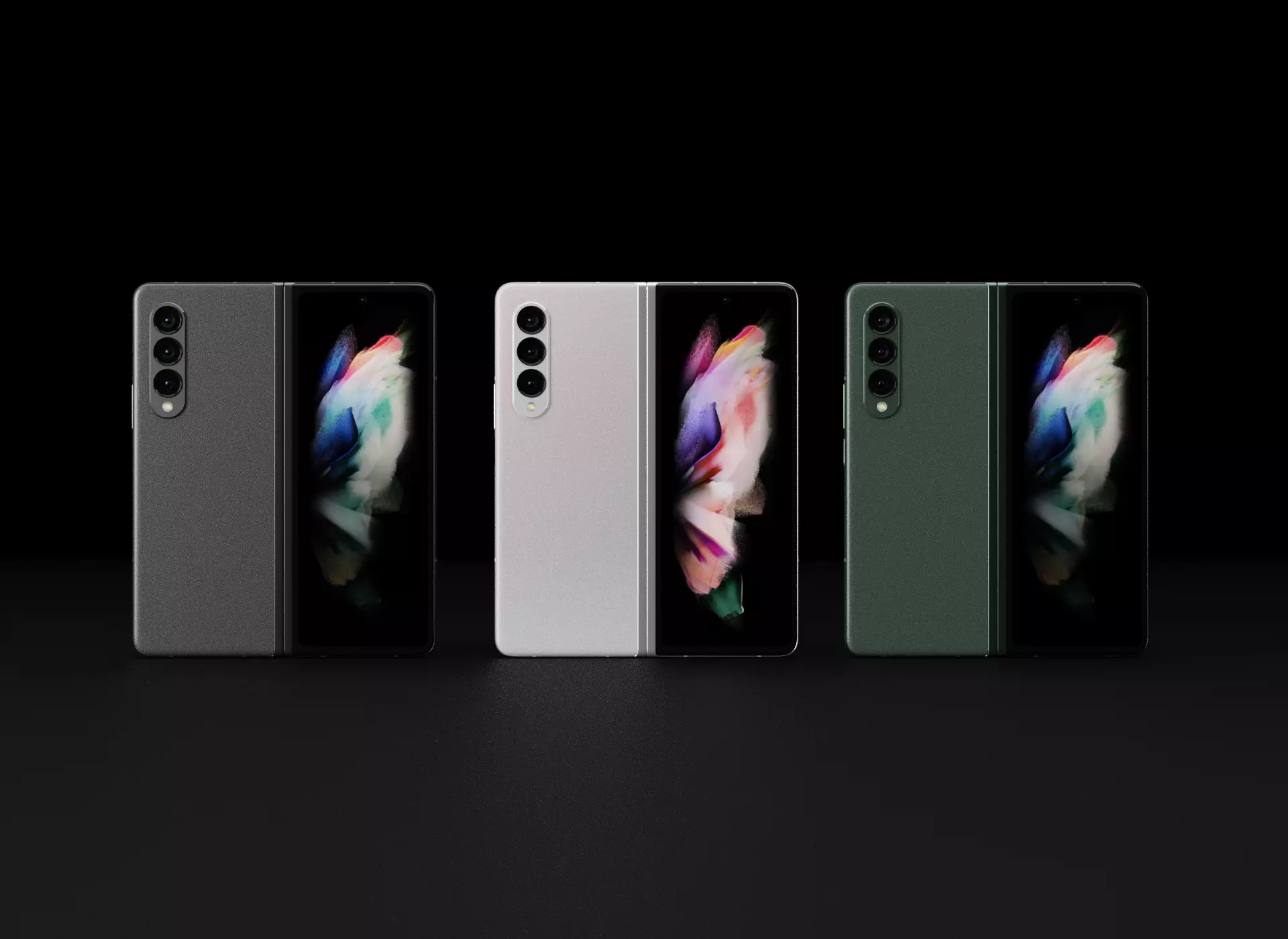 Samsung Galaxy Z Fold 3 in all Official Colors Low-poly 3D model