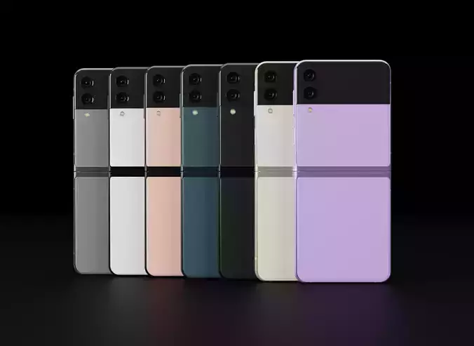 Samsung Galaxy Z Flip 3 in all Official Colors Low-poly 3D model