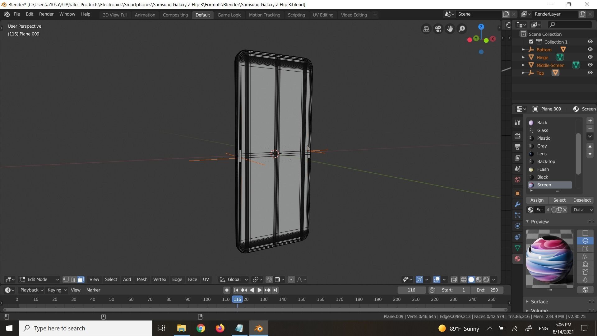 Samsung Galaxy Z Flip 3 in all Official Colors Low-poly 3D model_10