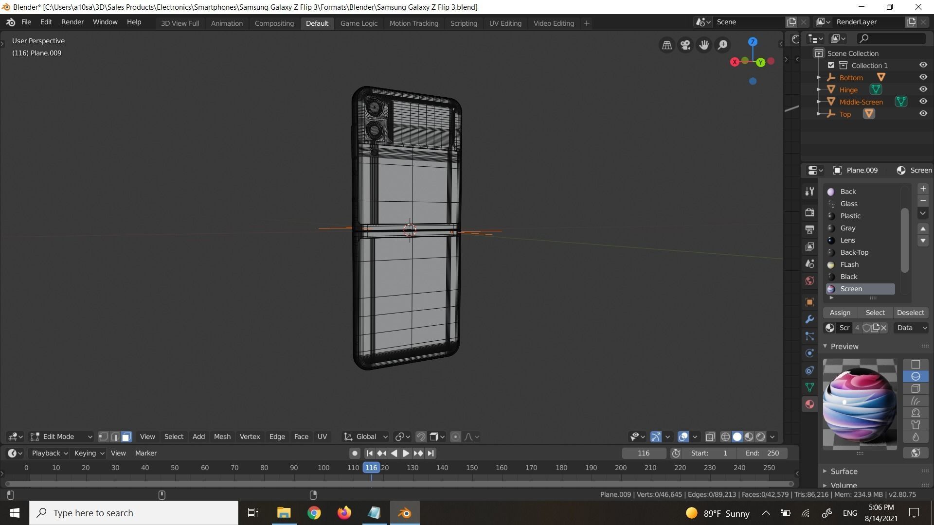 Samsung Galaxy Z Flip 3 in all Official Colors Low-poly 3D model_9