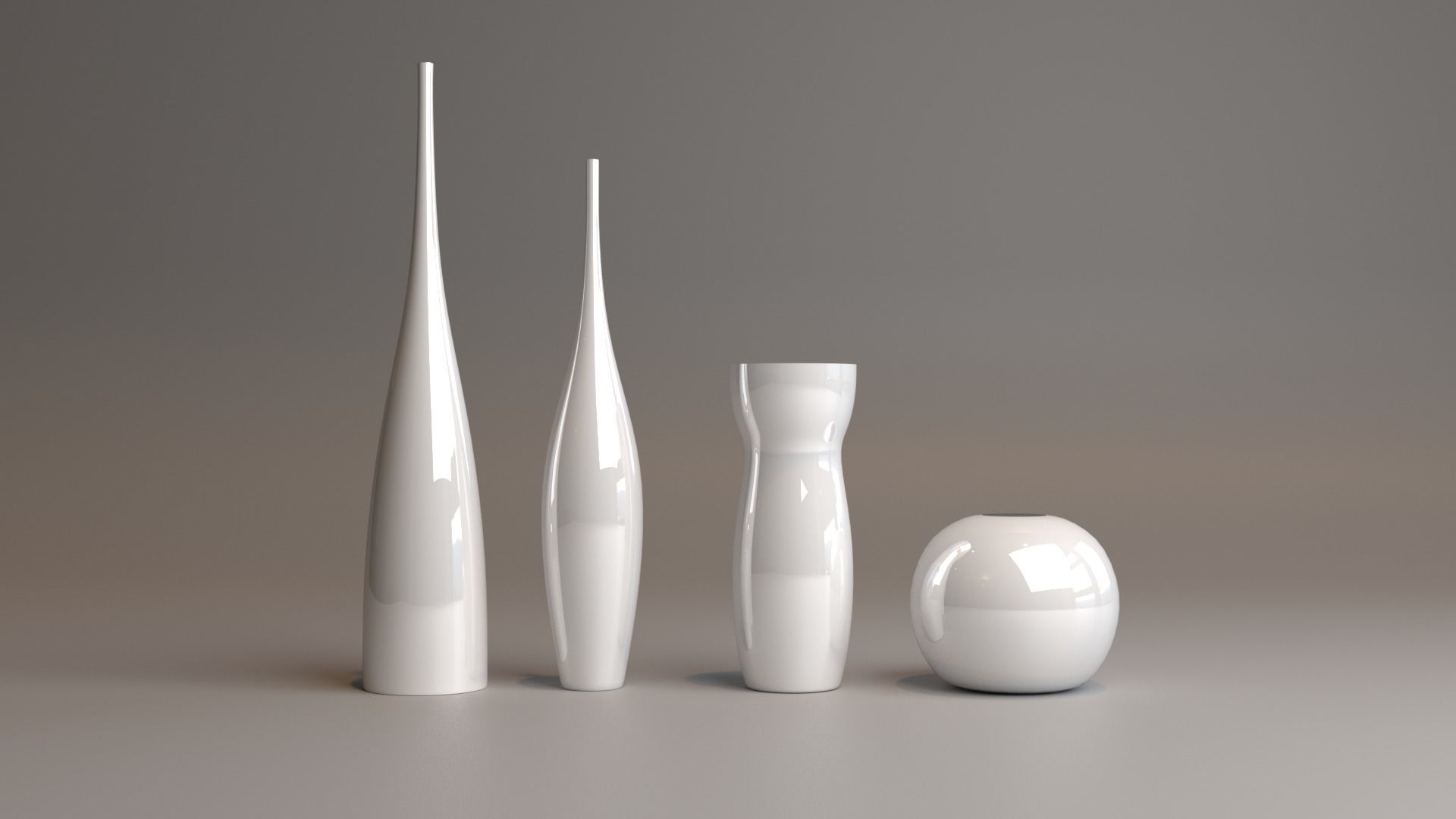 A set of modern decorative vases  Low-poly 3D model_1