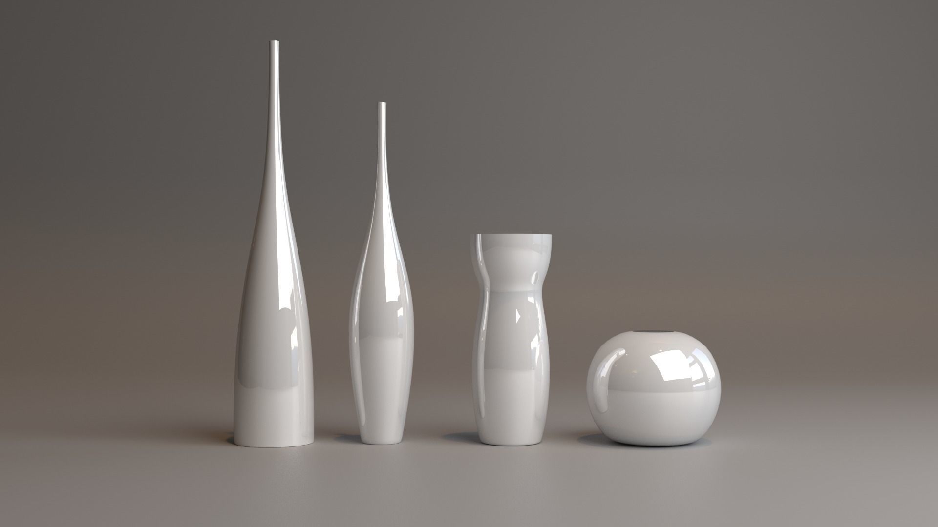 A set of modern decorative vases  Low-poly 3D model_2