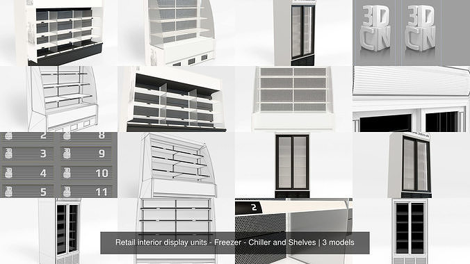 Retail interior display units - Freezer - Chiller and Shelves 3D Model Collection